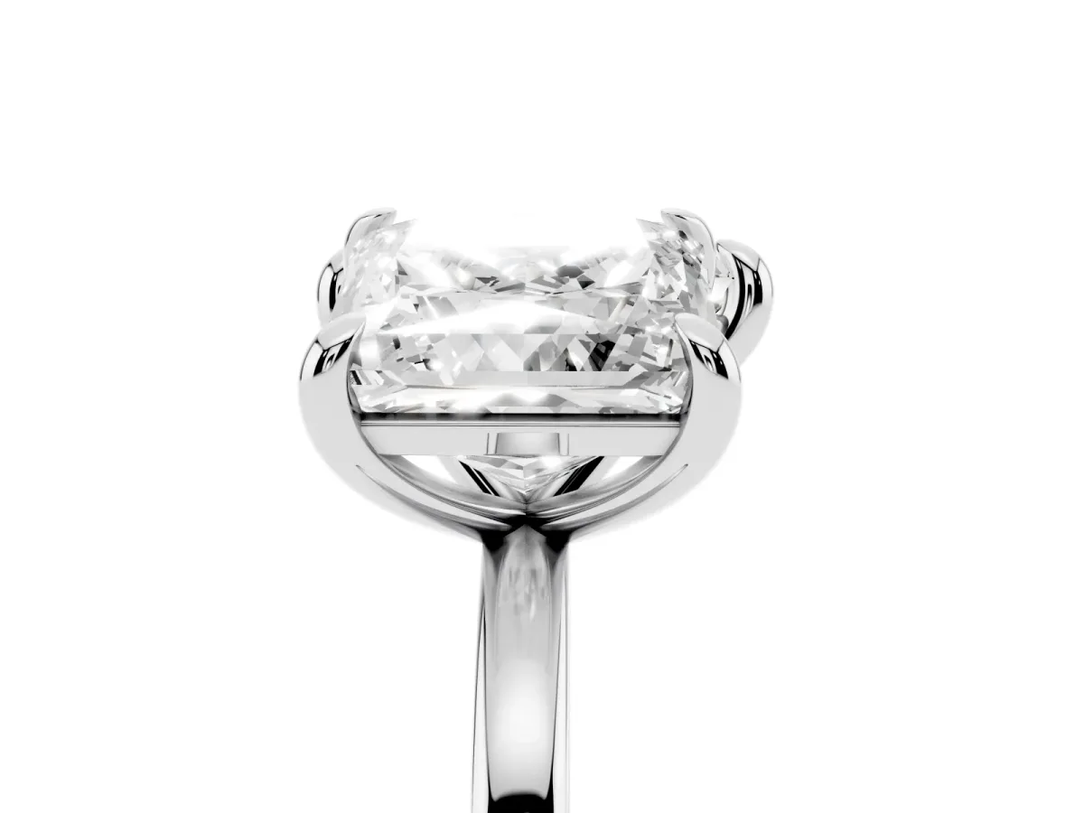 Heart and Princess Toi Moi Ring with Prong Setting and Plain Band Silver