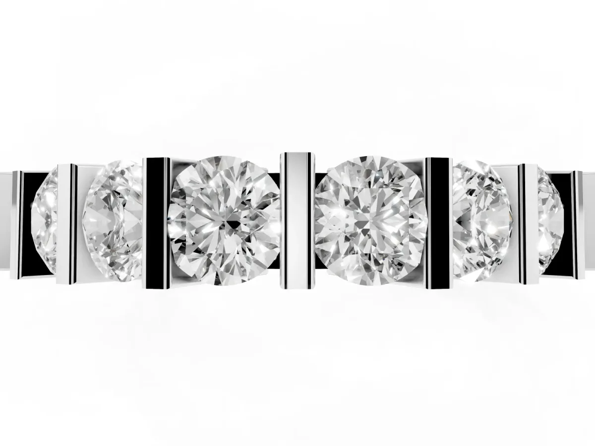 Channel Set Round Diamond Half Eternity Band with Bar Prong Setting Platinum