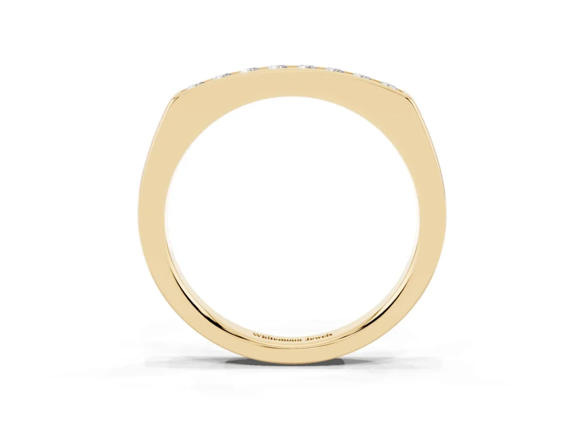 Channel Set Round Diamond Flat Band Yellow gold