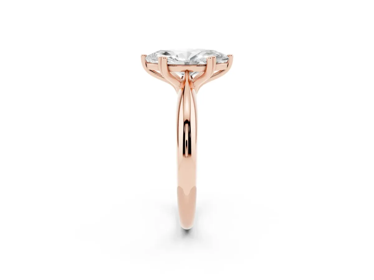 Marquise Cut Cut Solitaire Engagement Ring with Tapered Band and Four-Prong Setting Rose gold