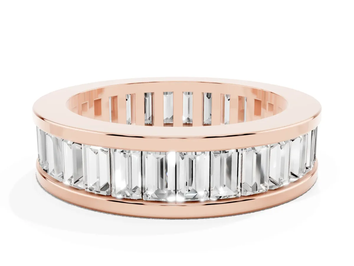 baguette Cut eternity band with channel set Rose gold