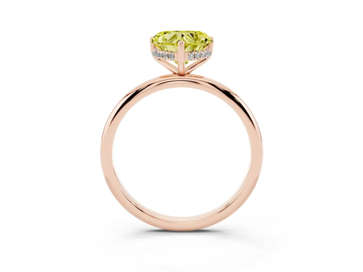 Fancy Yellow Heart Cut Cut Solitaire Engagement Ring with Four-Prong Setting and Classic Band Rose gold