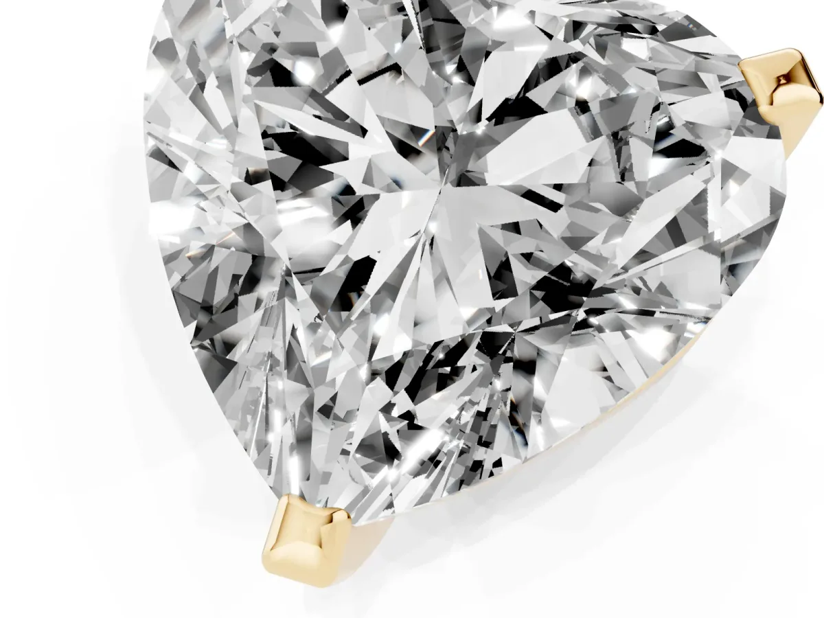 Heart Cut Diamond Solitaire Ring with Prong Setting and Classic Band Yellow gold