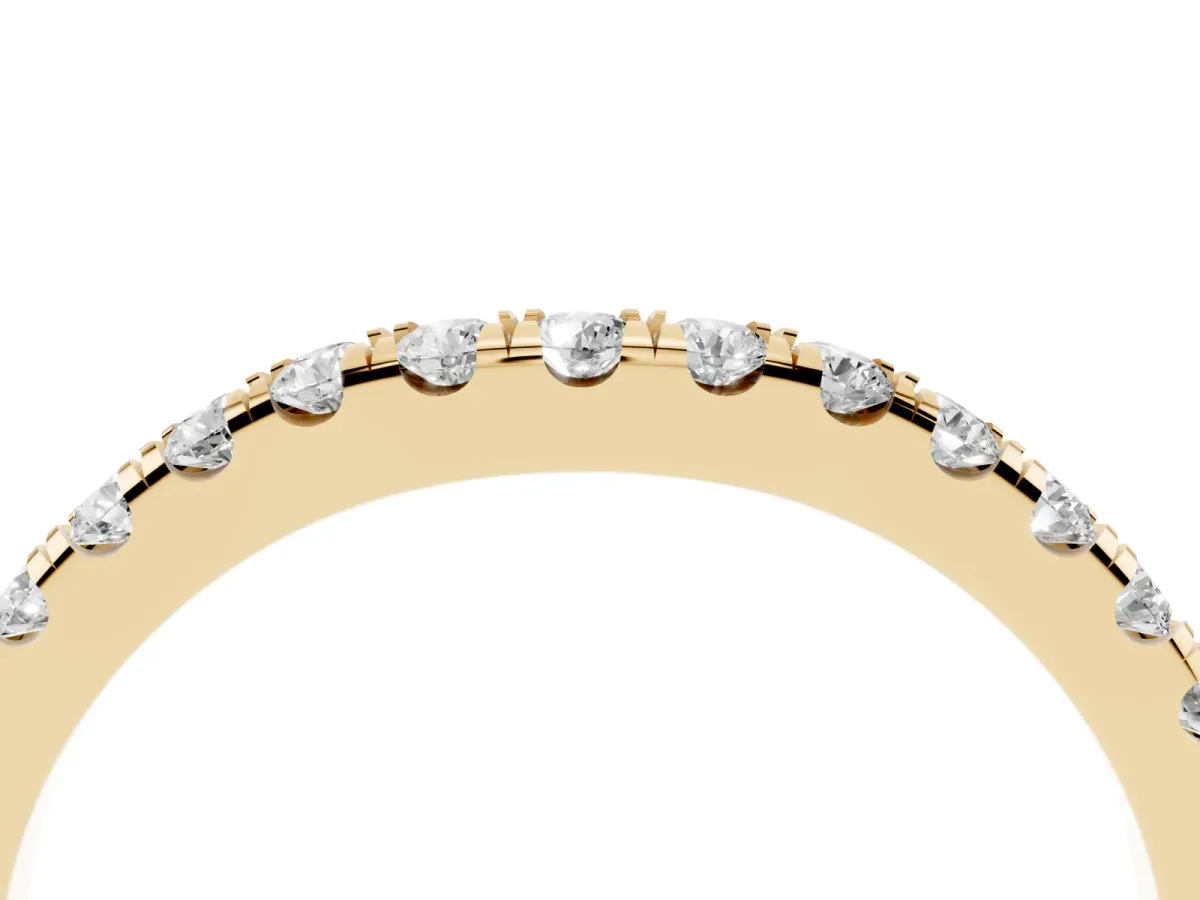 Round Diamond Pavé Curved Eternity Band with Shared Prong Setting Yellow gold