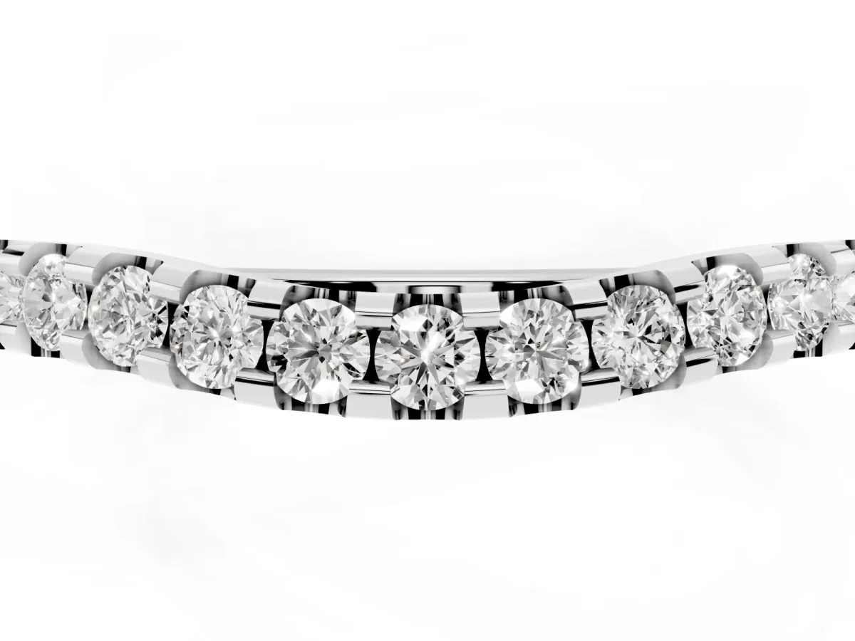 Round Diamond Pavé Curved Wedding Band White gold