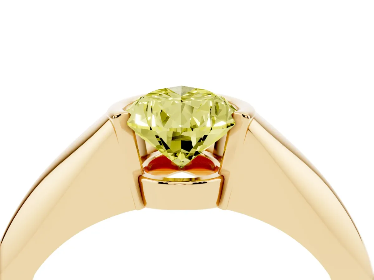 Fancy Yellow Pear Cut Solitaire Tension Set Diamond Ring Yellow gold