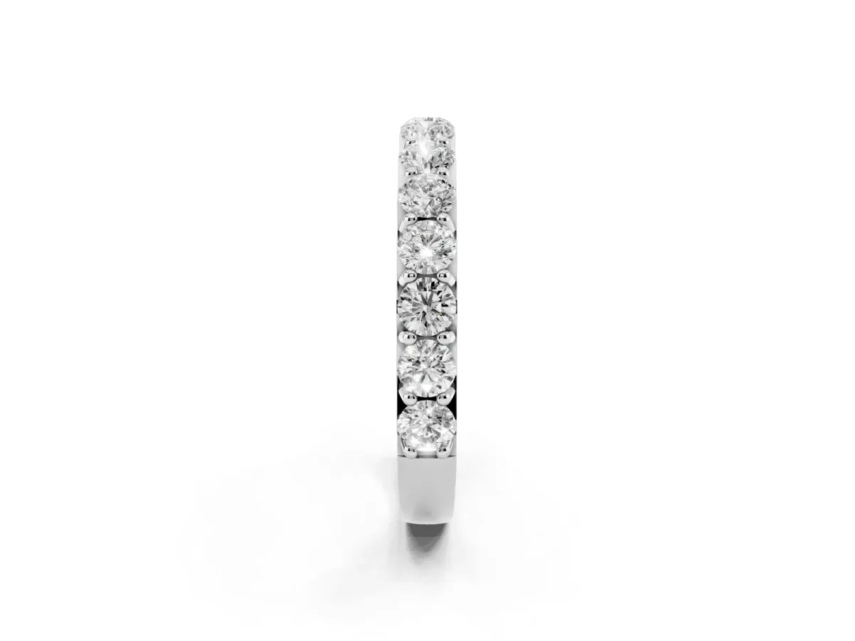 Round Diamond Half Eternity Band with Classic Prong Setting Silver