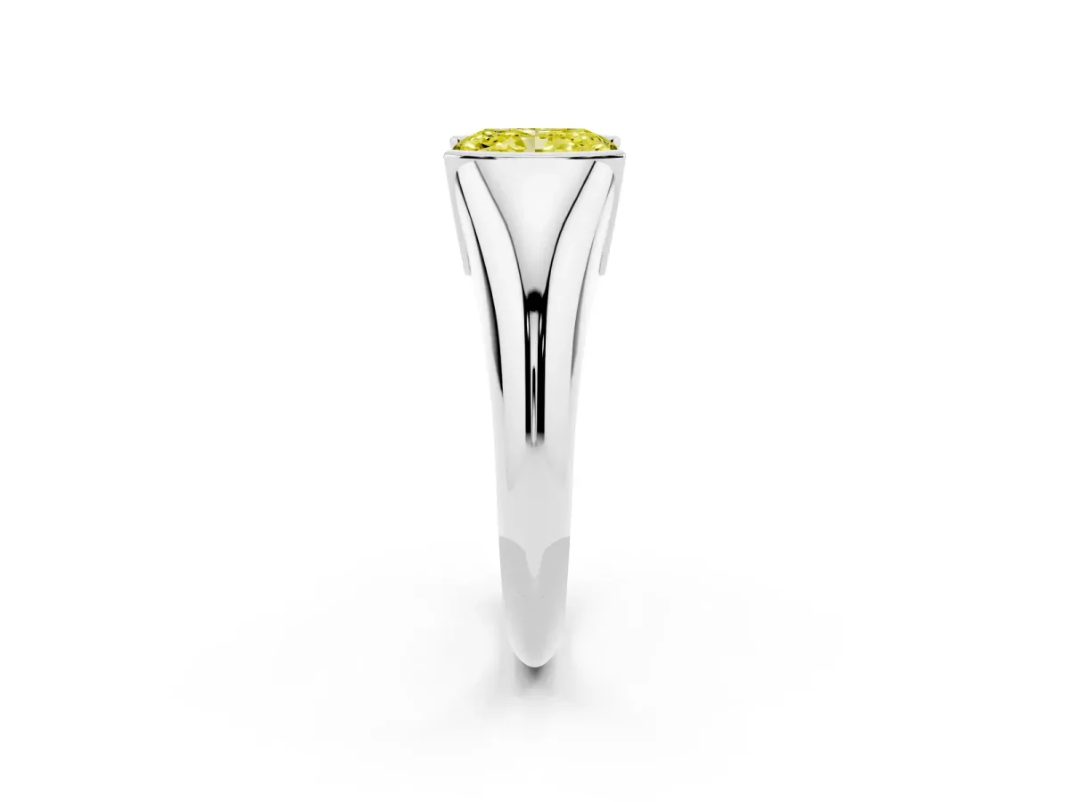 Fancy Yellow Radiant Cut Solitaire Tension Set Diamond Ring Silver
