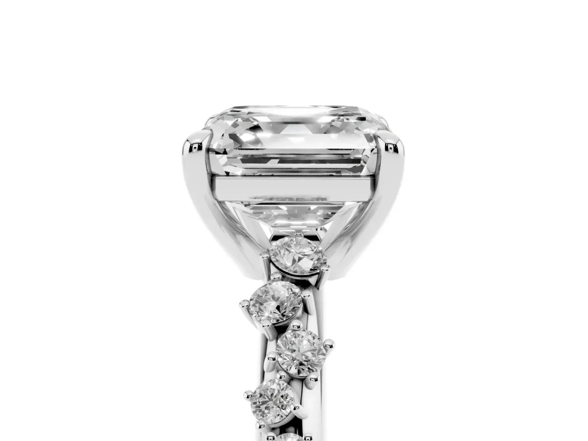 Asscher Cut Cut Diamond Vine Band with Four-Prong Setting Silver
