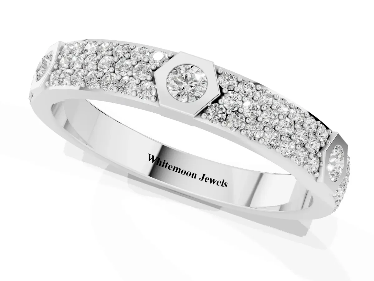 Round Diamond Pavé Promise Ring with Round Diamond Accents Platinum