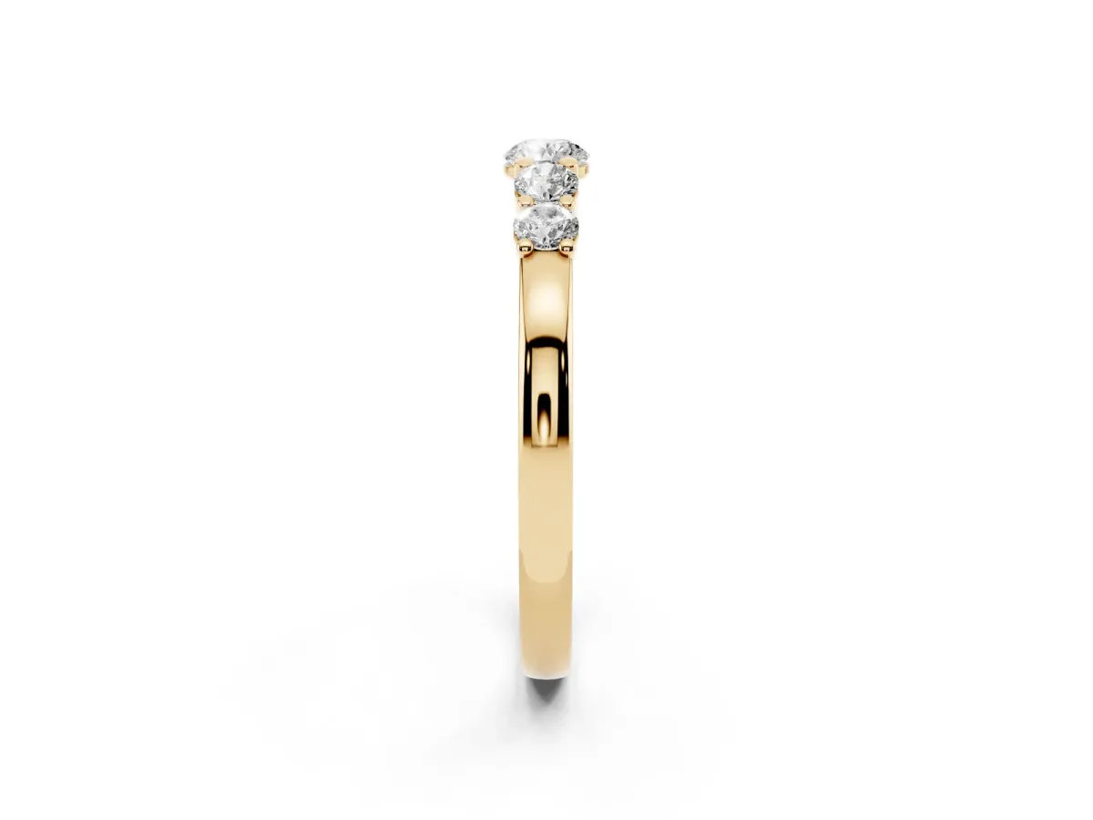 Five-Stone Round Diamond Prong Set Half Eternity Band Yellow gold