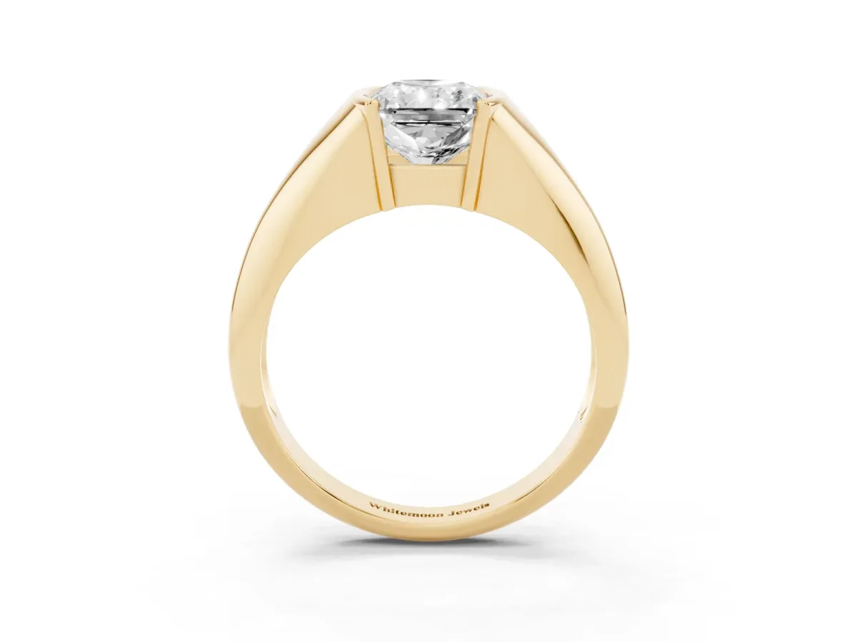 Radiant Cut Solitaire Tension Set Diamond Ring Yellow gold