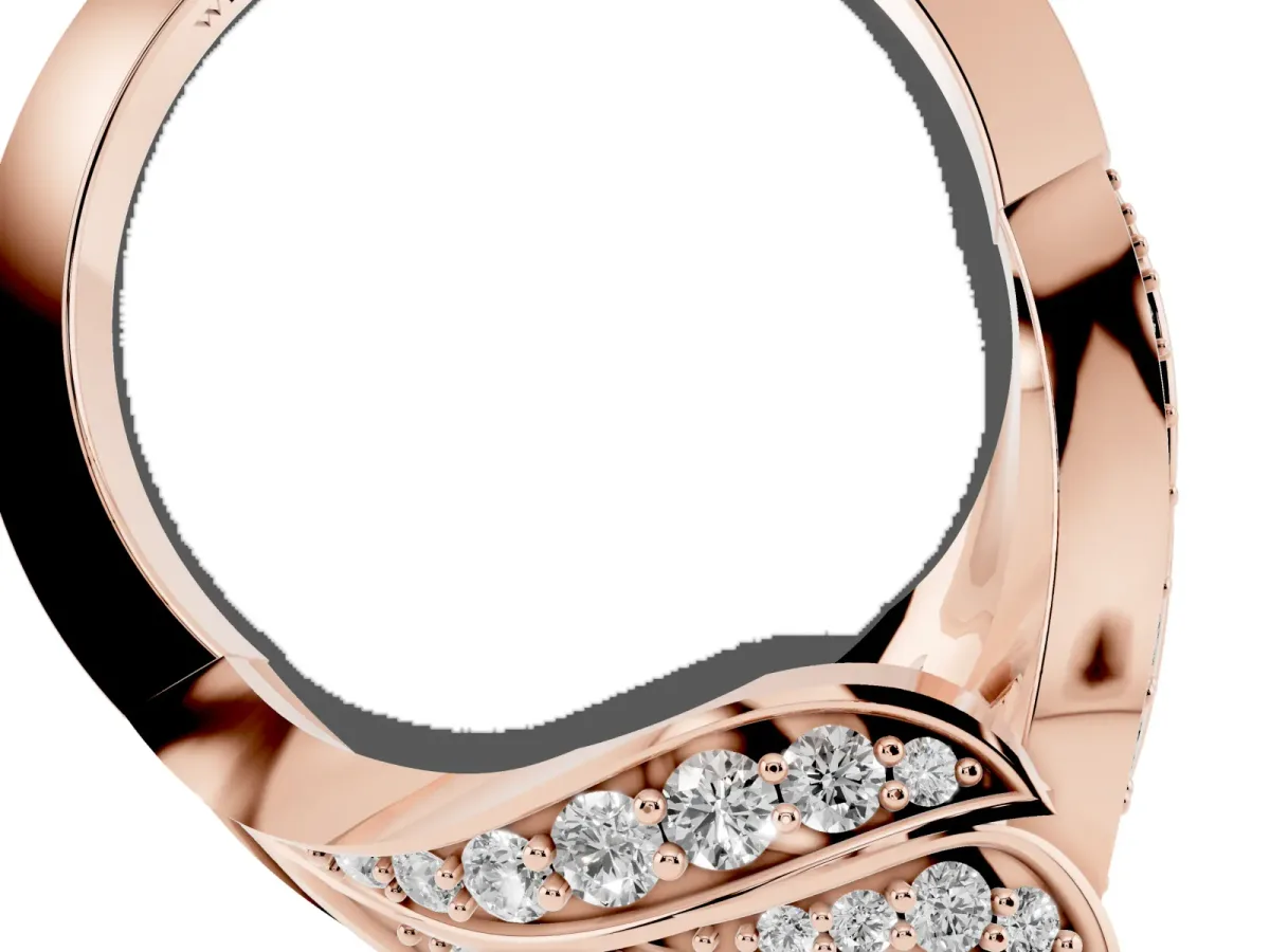 Cushion Cut Diamond Solitaire Ring with Prong Setting and Twisted Pavé Band Rose gold