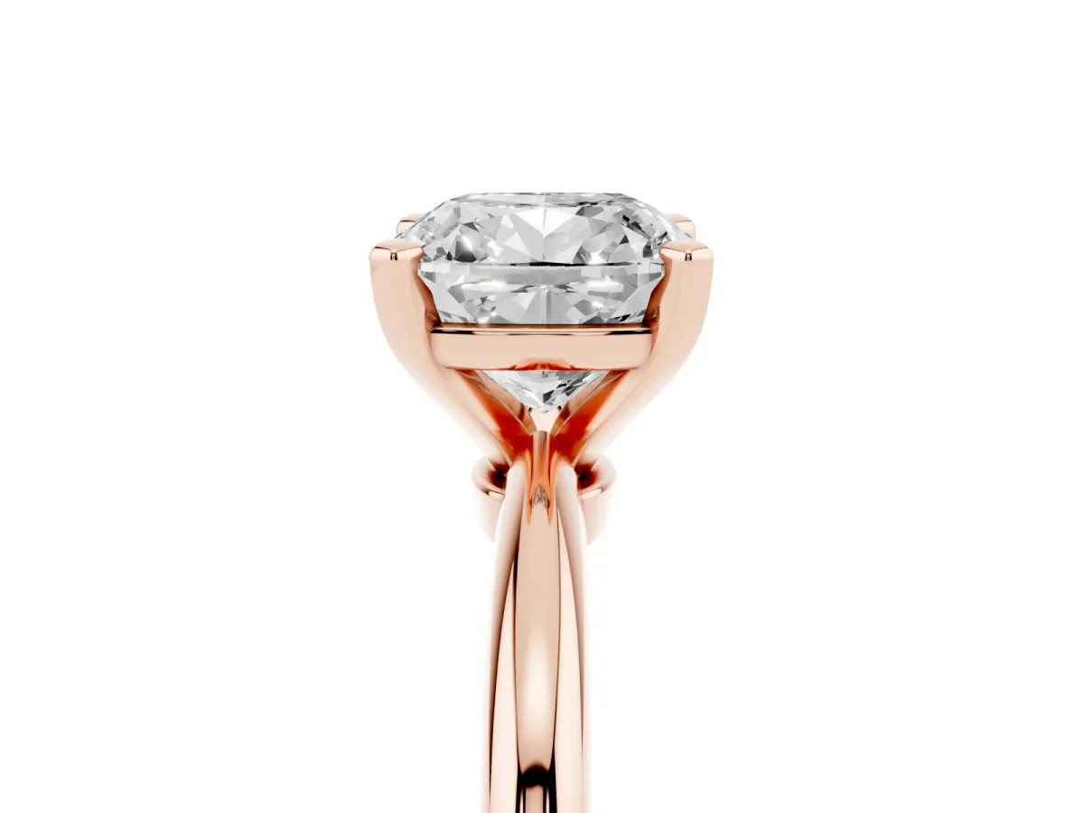 Cushion Cut Diamond Solitaire Ring with Prong Setting and Classic Band Rose gold