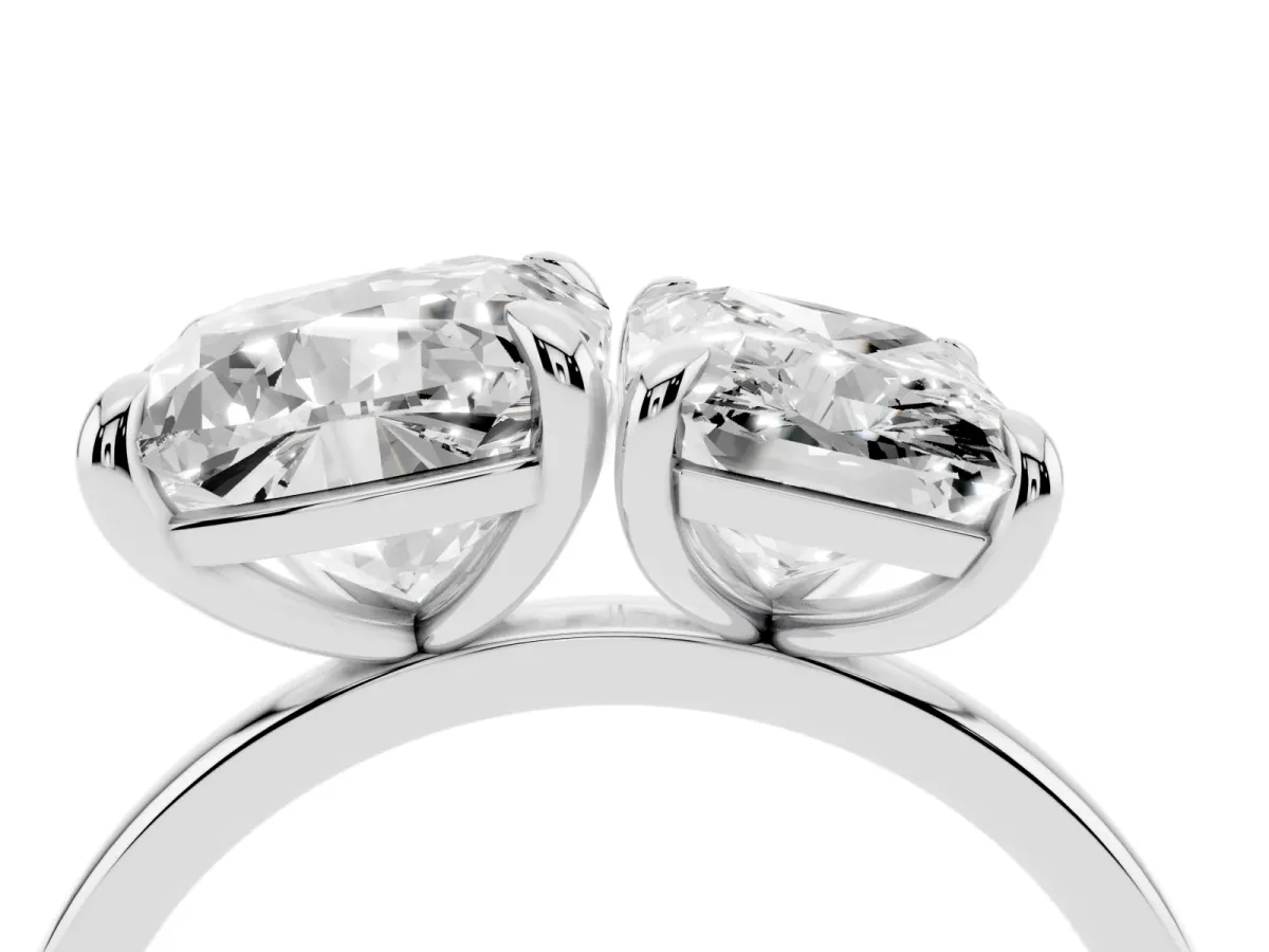 Cushion and Radiant Toi Moi Ring with Prong Setting and Plain Band Silver