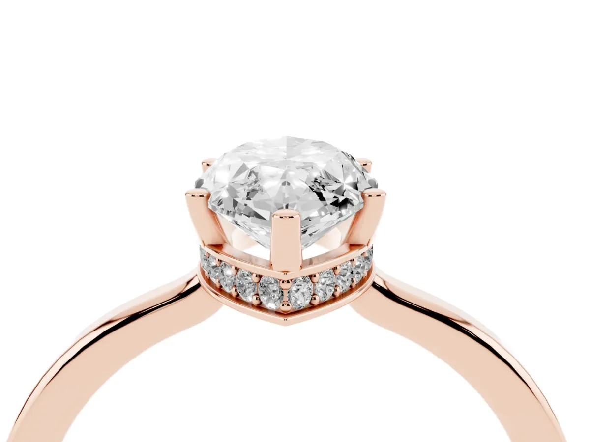 Marquise Cut Cut Solitaire Engagement Ring with Four-Prong Setting on a Classic Band Rose gold