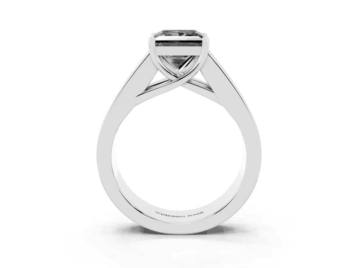 Fancy Black Princess Cut Cut Channel Set Solitaire Ring with Four-Prong Setting Silver