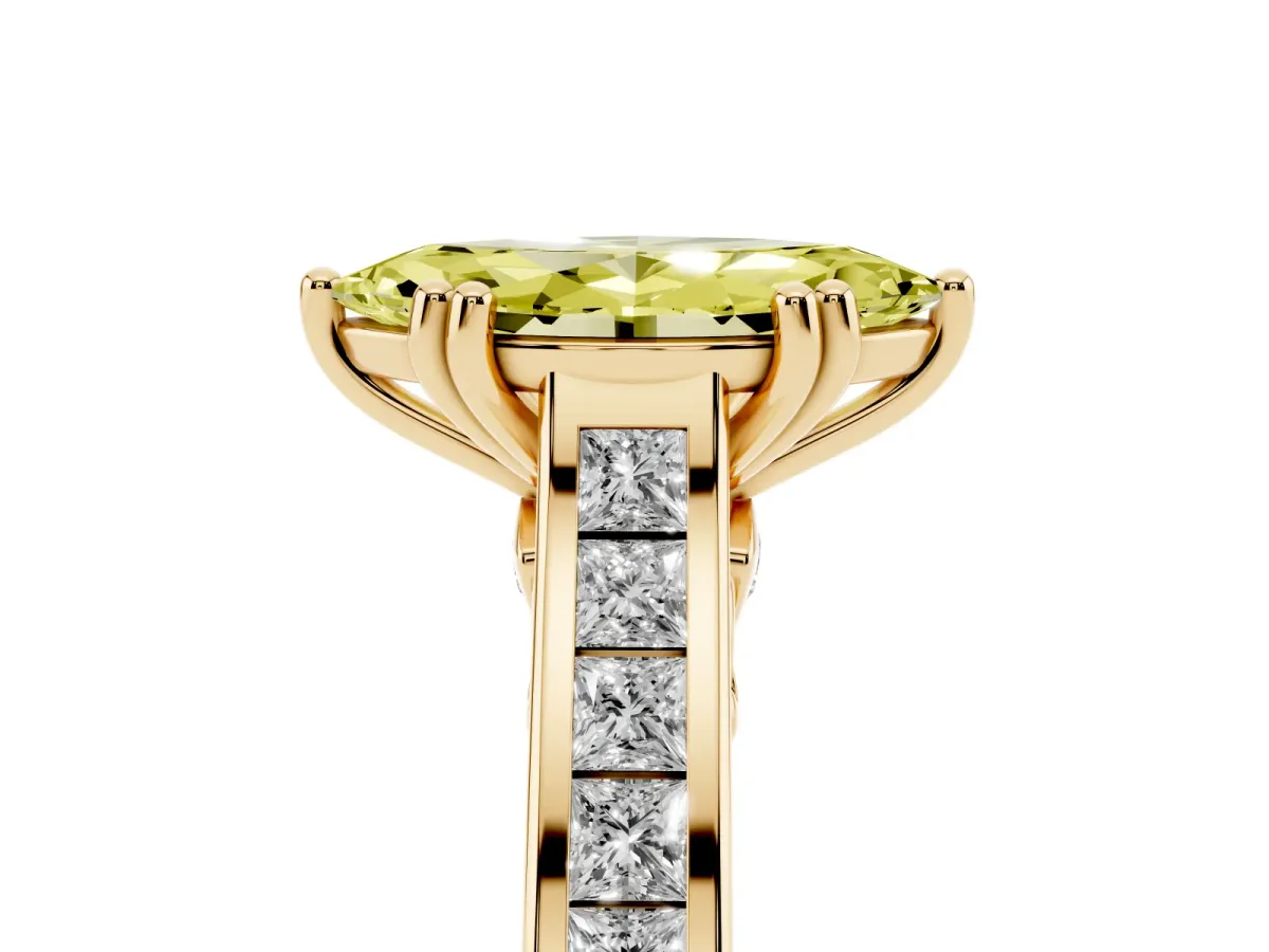Fancy Yellow Marquise Cut Cut Channel Set Solitaire Engagement Ring with Prong Setting Yellow gold