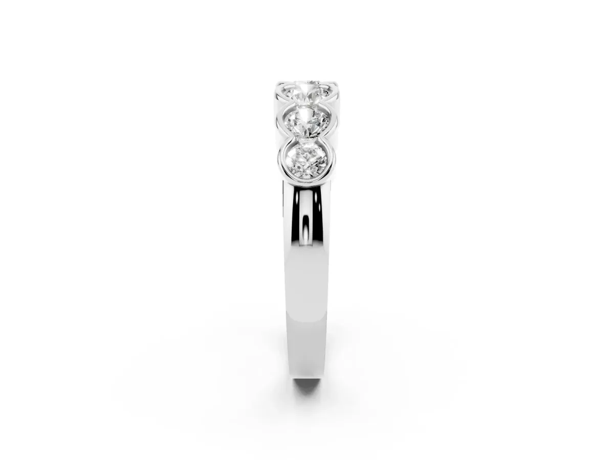 Round Diamond Scalloped Bezel Set Eternity Band Platinum