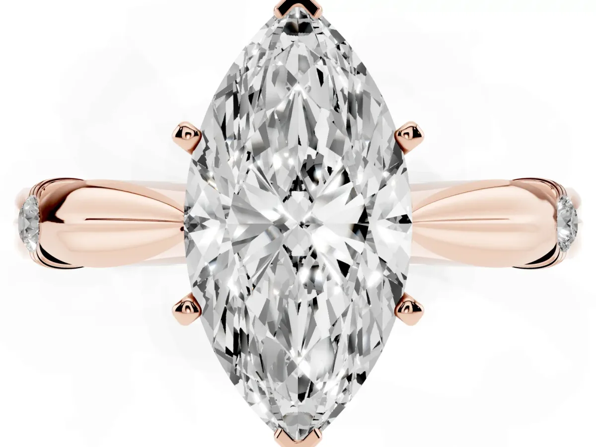 Marquise Cut Solitaire Diamond Twisted Band with Four-Prong Setting Rose gold