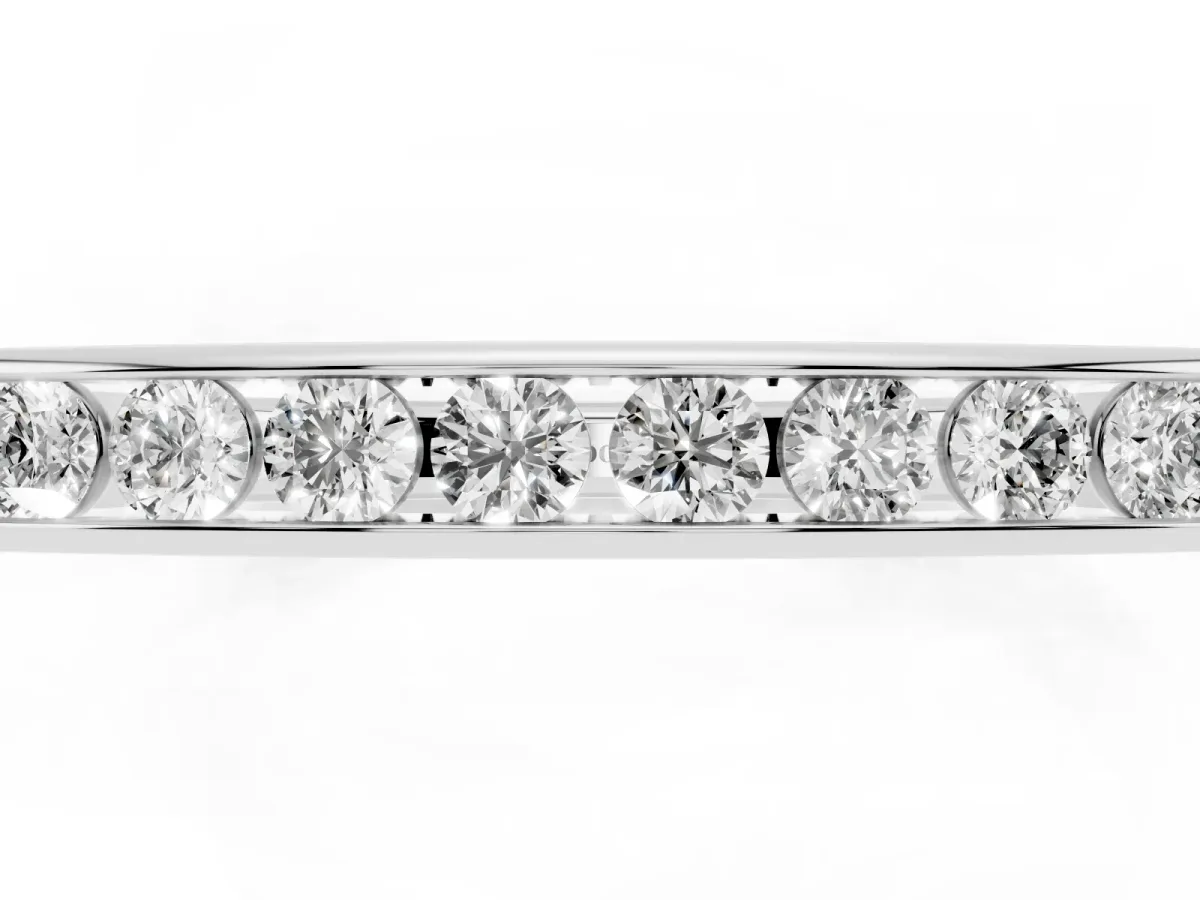 Channel Set Round Diamond Flat Band Silver