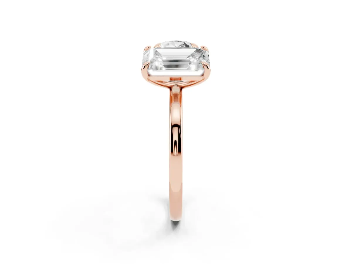 Round and Radiant Toi Moi Ring with Prong Setting and Plain Band Rose gold