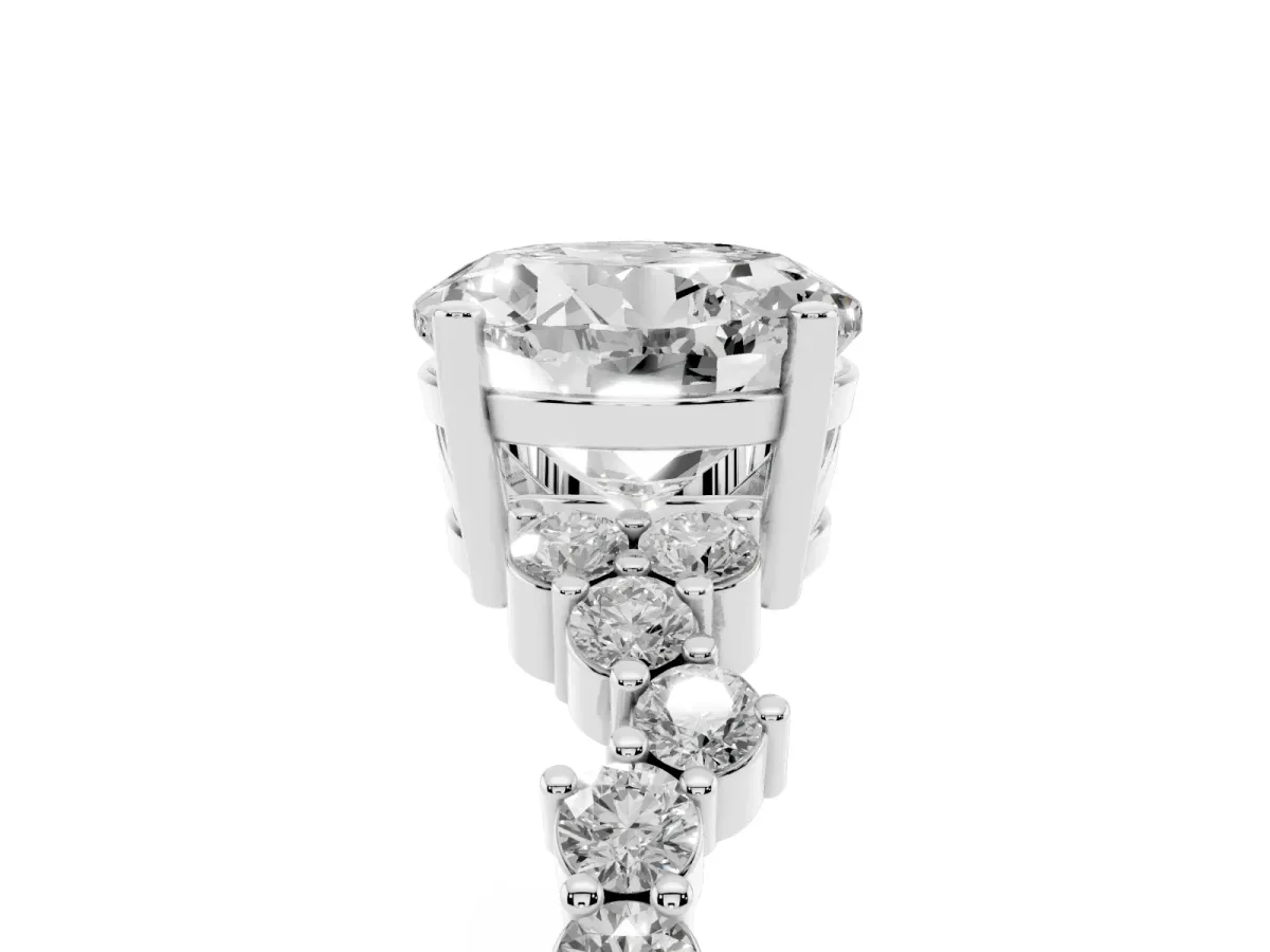 Round Cut Diamond Scattered Round Accent Ring with Prong Setting White gold