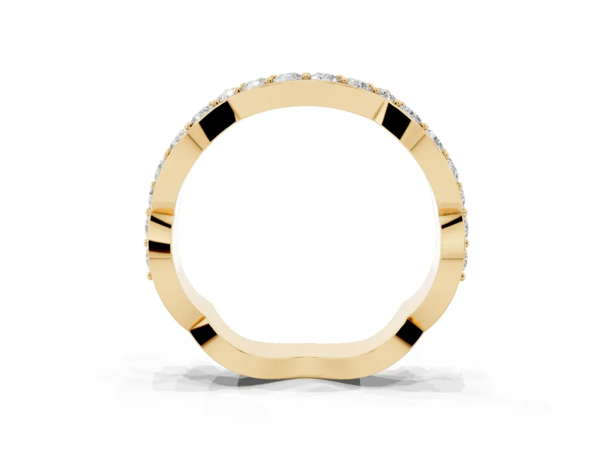Round Diamond Pavé Zigzag Eternity Band Yellow gold