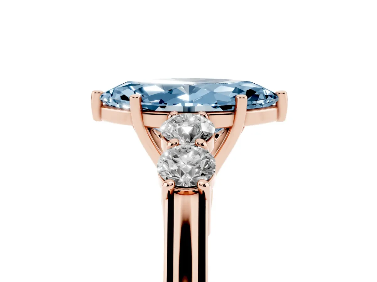 Fancy Blue Marquise Cut Cut Diamond Five-Stone Prong Set White Gold Ring Rose gold