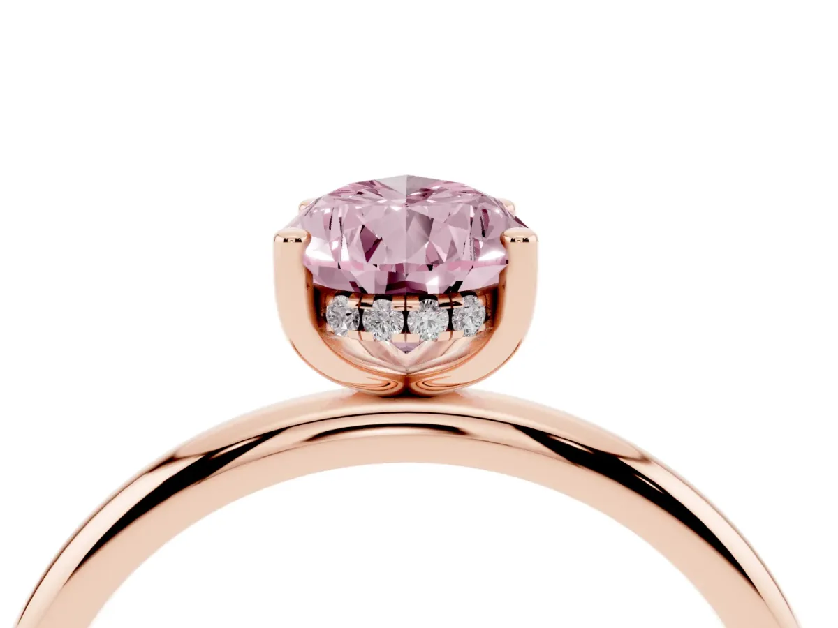 Fancy Pink Pear Cut Cut Solitaire Engagement Ring with Four-Prong Setting and Classic Band Rose gold