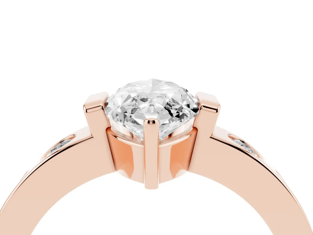 Marquise Cut Brilliant Channel-Set Diamond Ring with Bezel Prong Setting Rose gold