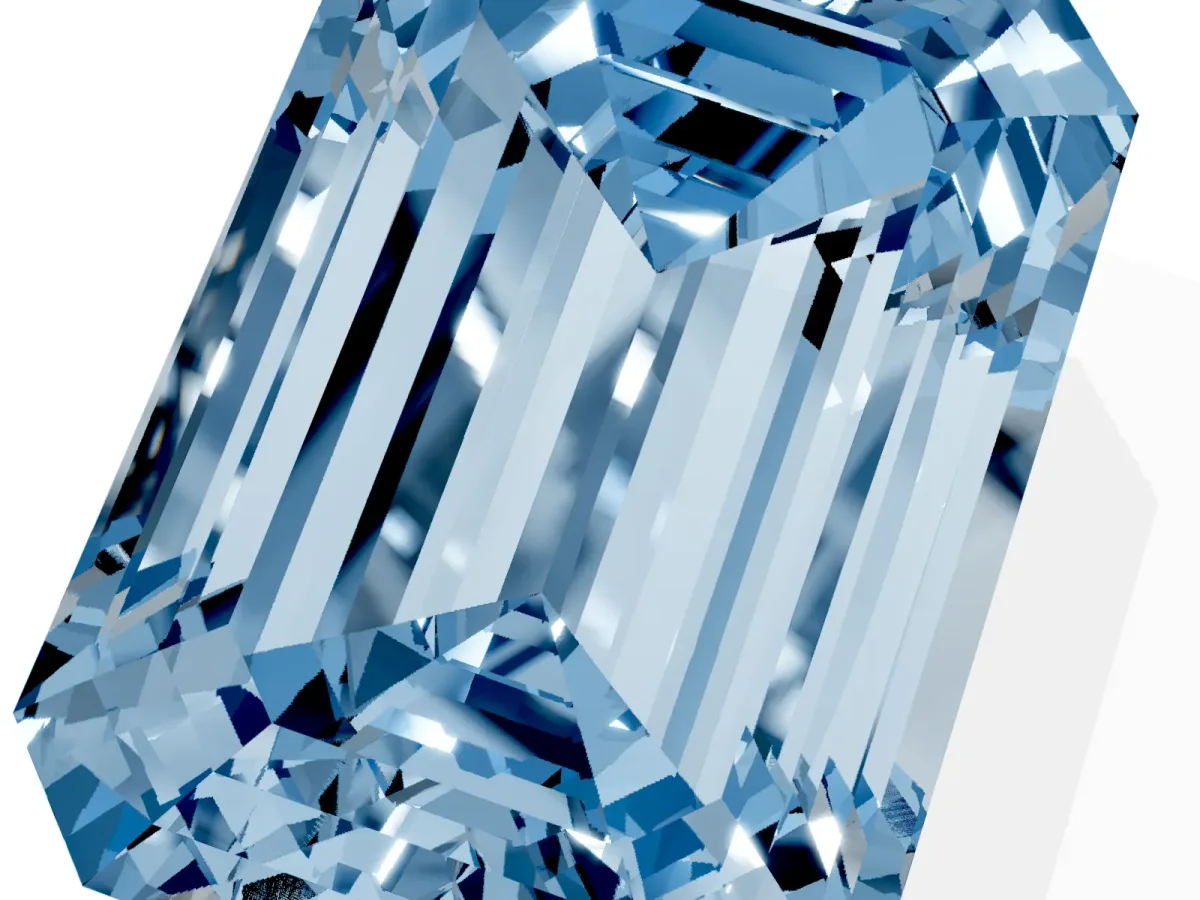Fancy Blue Emerald Cut Cut Pave Band Milgrain Solitaire Ring Platinum