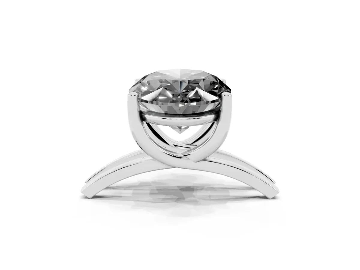 Fancy Black Oval Cut Cut Diamond Solitaire Engagement Ring with Tapered Plain Band and Four-Prong Setting Silver