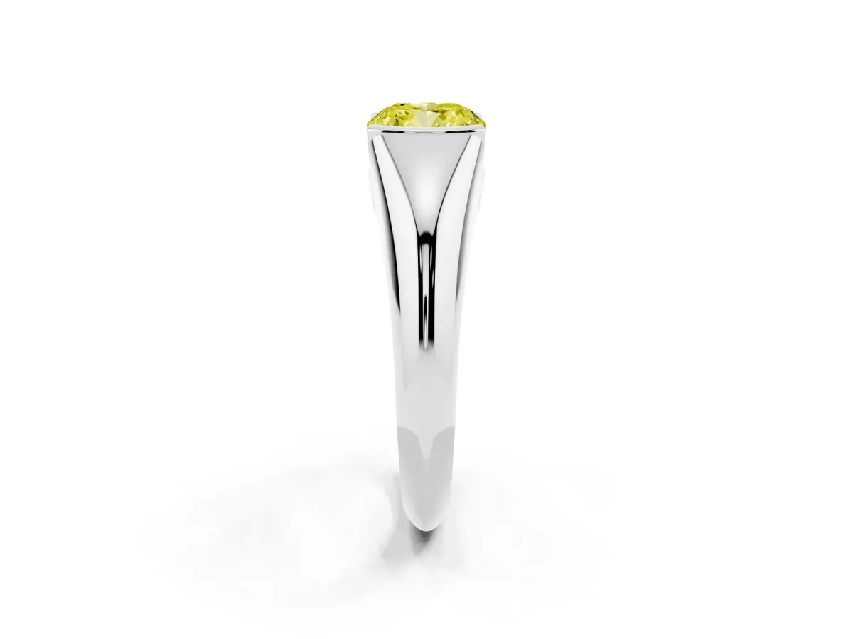 Fancy Yellow Cushion Cut Solitaire Tension Set Diamond Ring Silver