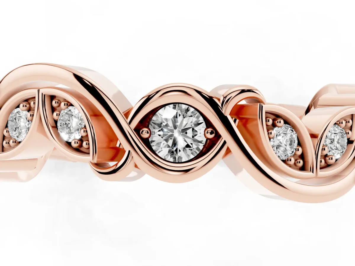 Marquise and Round Diamond Infinity Eternity Band with Bezel Setting Rose gold