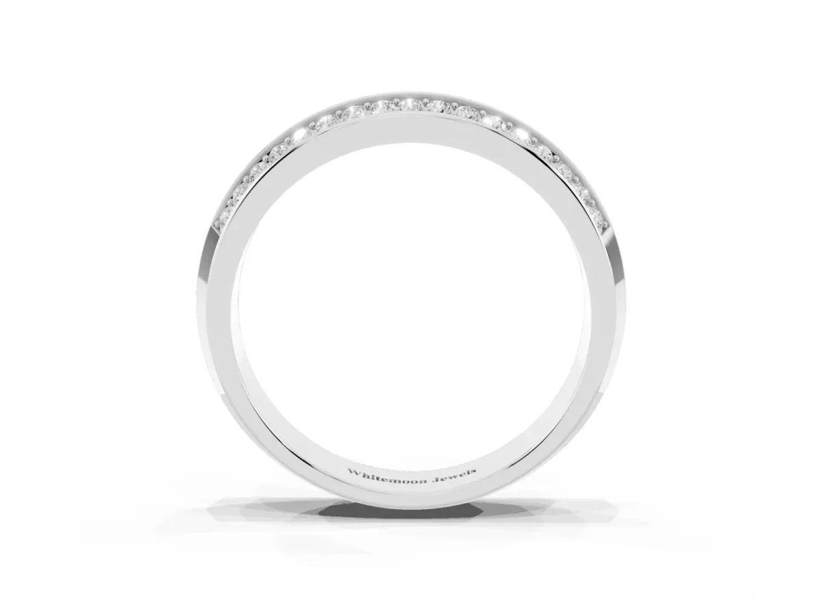 Double Row Round Diamond Channel Set Eternity Band White gold