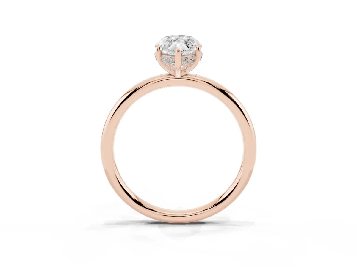 Marquise Cut Solitaire Diamond Ring with a Classic Band and Four-Prong Setting Rose gold
