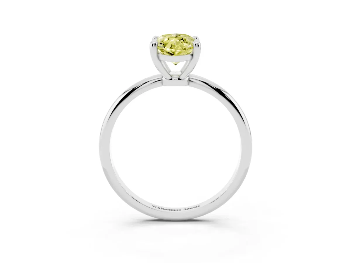Fancy Yellow Marquise Cut Solitaire Diamond Ring with 4-Prong Setting on a Classic Band White gold