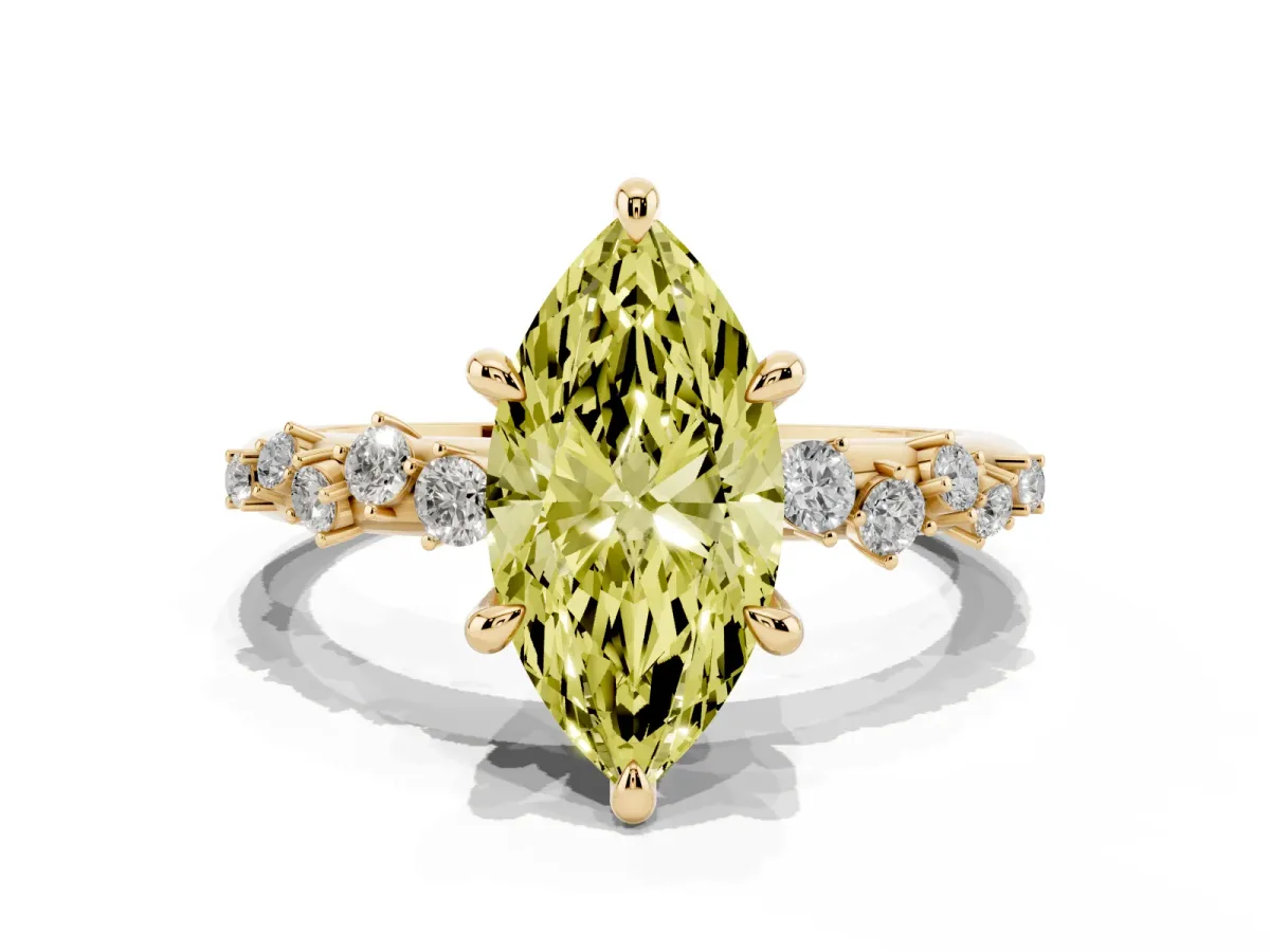 Fancy Yellow Marquise Cut Cut Diamond Vine Band with Four-Prong Setting Yellow gold