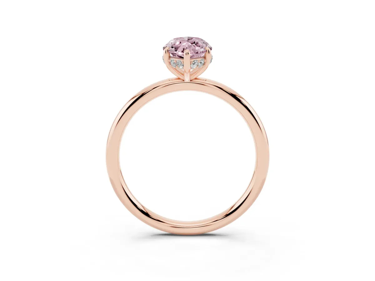 Fancy Pink Marquise Cut Solitaire Diamond Ring with a Classic Band and Four-Prong Setting Rose gold