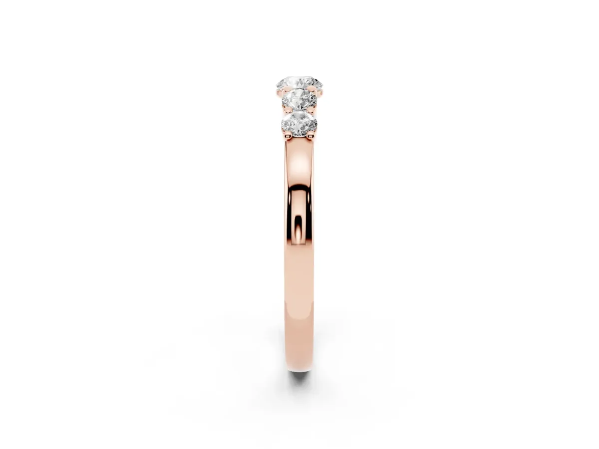 Five-Stone Round Diamond Prong Set Half Eternity Band Rose gold