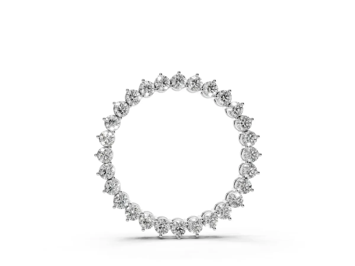 Round Diamond Prong-Set Halo Pendant White gold