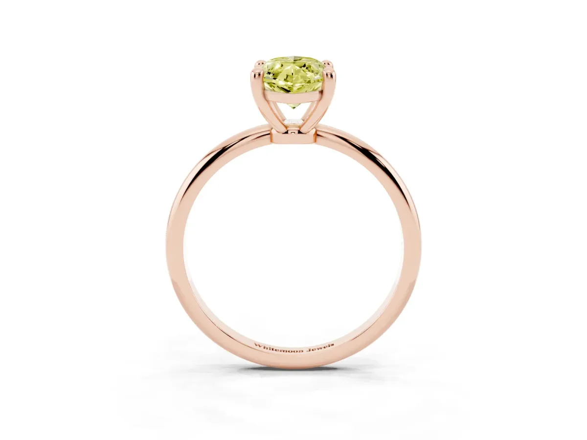 Fancy Yellow Marquise Cut Solitaire Diamond Ring with 4-Prong Setting on a Classic Band Rose gold