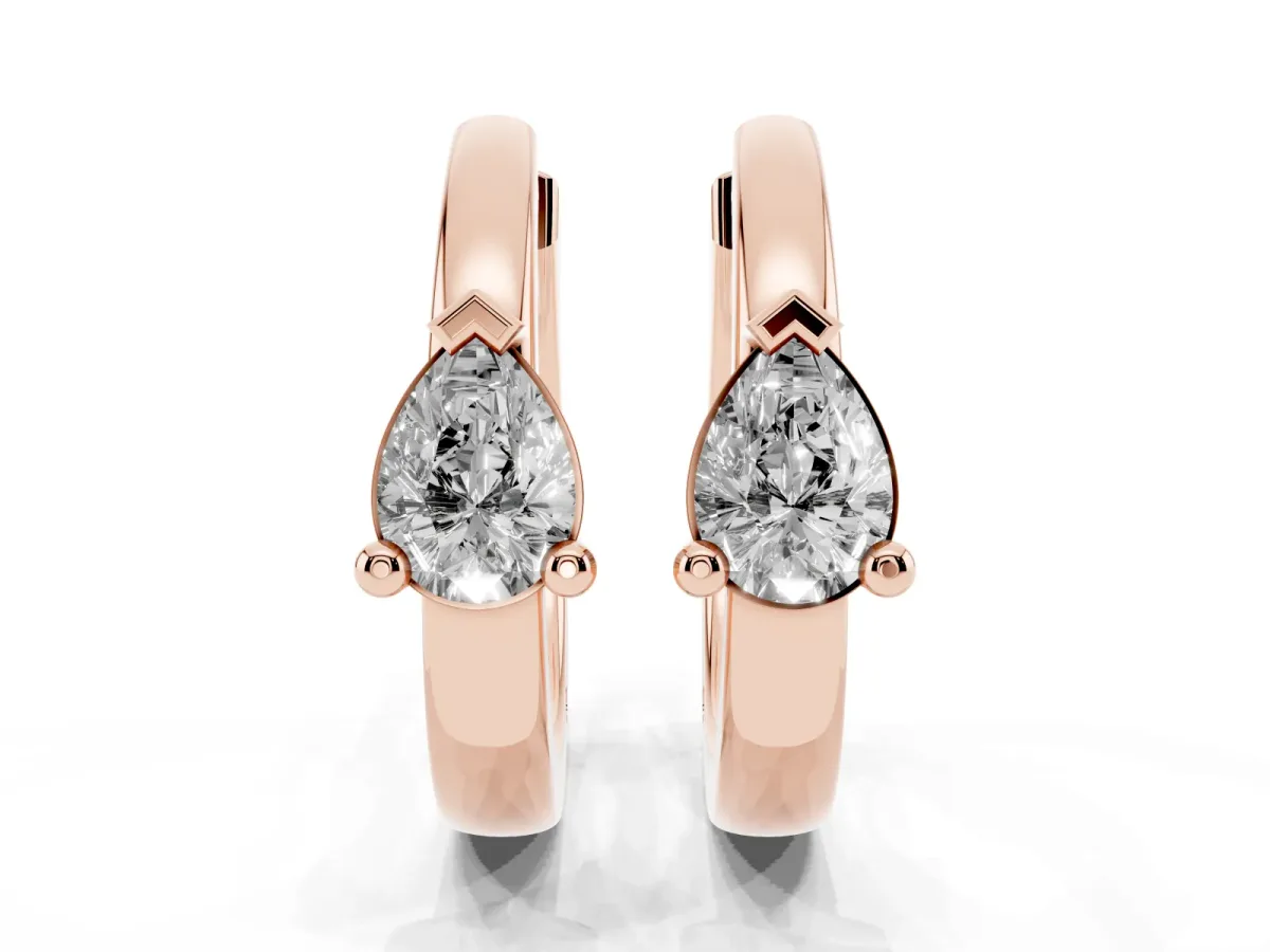 Pear Diamond Mini Huggie Hoop Earrings Rose gold