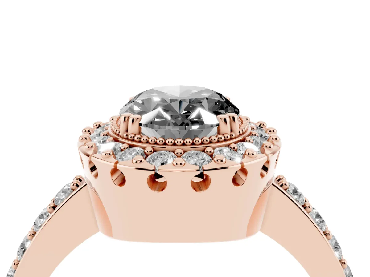 Fancy Black Oval Cut Diamond Halo Ring with Pavé Band and Prong Setting Rose gold
