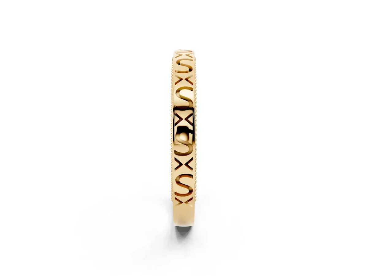 Vintage Engraved Milgrain Band Yellow gold