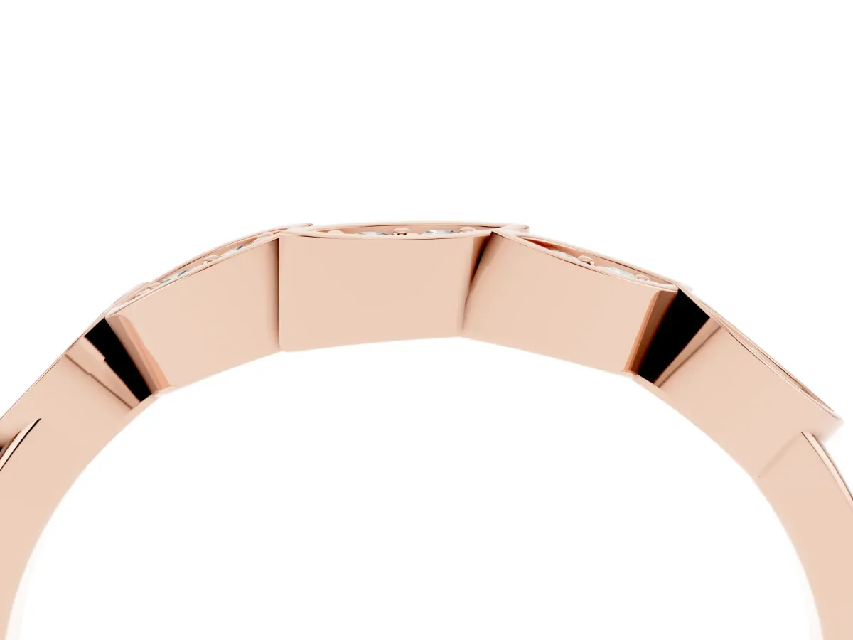 Marquise Diamond Leaf Eternity Band with Bezel Setting Rose gold
