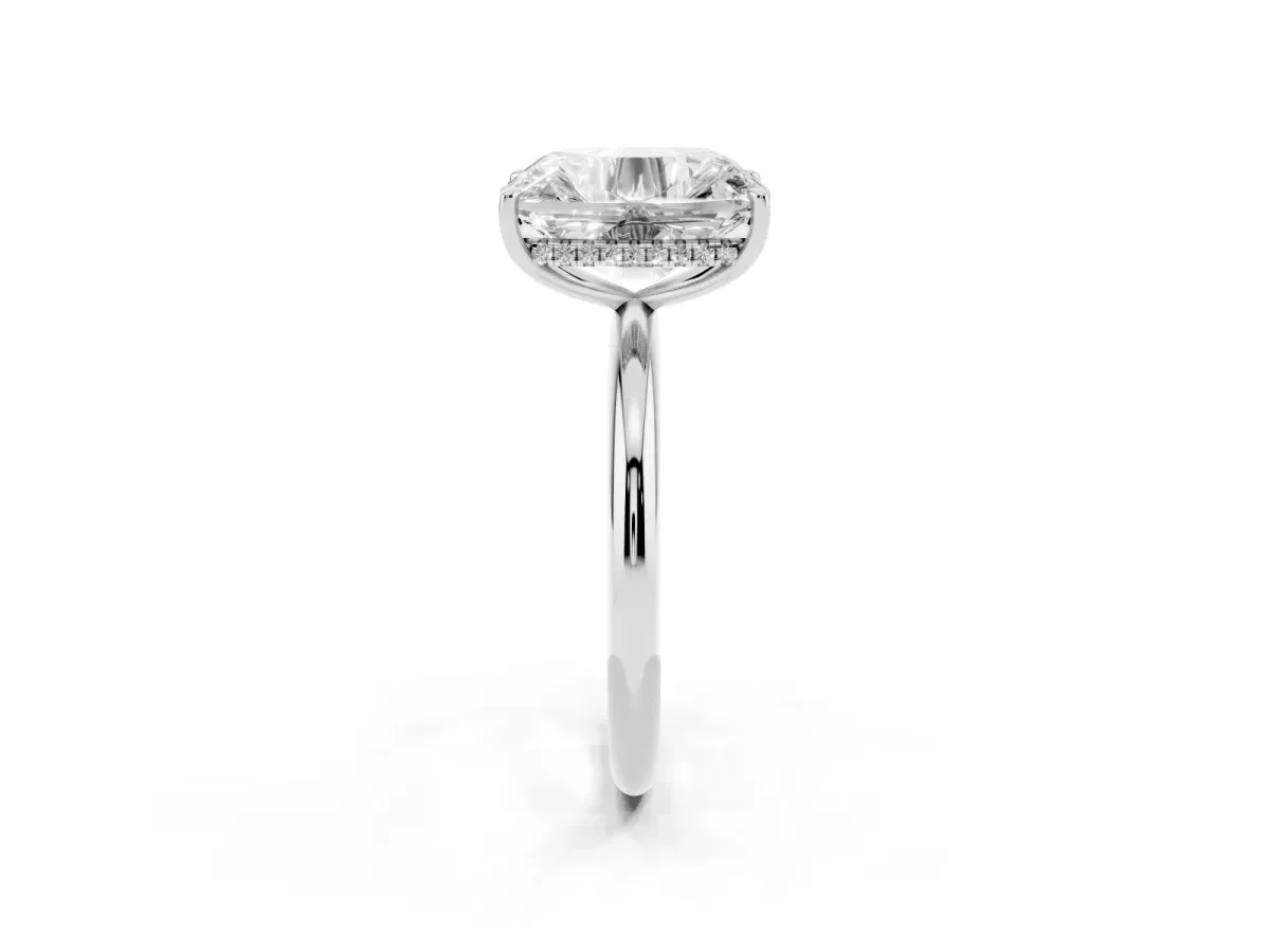 Old Mine Elongated Cushion Diamond Classic Band Four Prong Solitaire Ring Silver