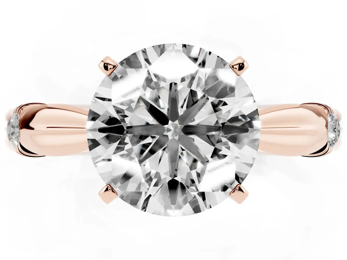 Round Cut Solitaire Diamond Twisted Band with Four-Prong Setting Rose gold
