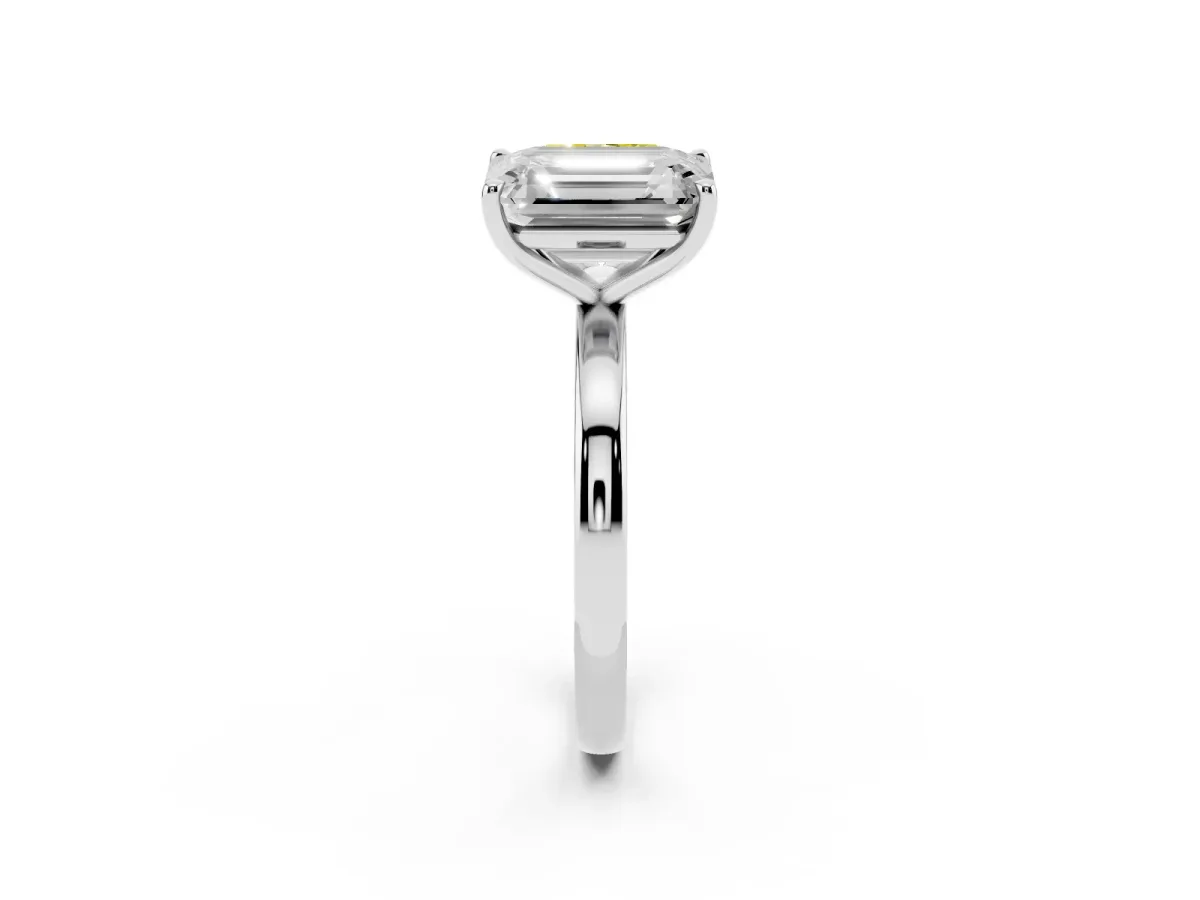 Fancy Yellow Radiant Cut and Emerald Cut Toi Moi Ring with Prong Setting Silver